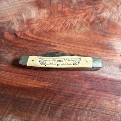 Schrade Scrimshaw, cuchillo de ganadero de 3 hojas, Ortho Chevron - Campo - SC505 Foto 1 de 4