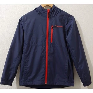 Columbia Jacke Full Zip Up leichter Windbreaker Kapuze blau rot Gr. M Kind - Bild 1 von 8