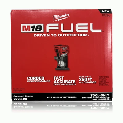 Milwaukee 2723-20 M18 18V FUEL™ Brushless Compact Router (Bare Tool) - NEW - Image 1 of 2