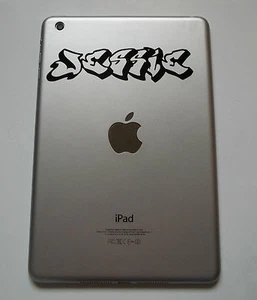 iPad Mini Personalised Custom Name Sticker - Graffiti Font Laptop Tablet vinyl - Picture 1 of 3