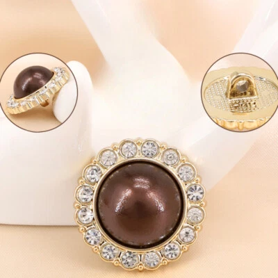 6X DIY Glitter Round Rhinestone Buttons Diamond Craft for Overcoat Jacket Top  - Image 1 of 4