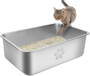 Side Cats Toilet Metal Kitten Litter Pan, Pet Cleaning Tool for Big and Smal - Picture 1 of 9