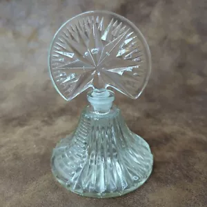 Klarglas Parfum Flakon mit Stopfen verziert Art Deco Vintage 40er Jahre B - Bild 1 von 6
