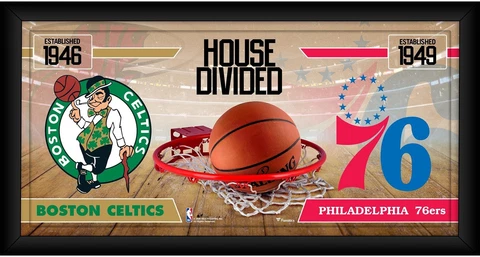 Boston Celtics vs Philadelphia 76ers Framed 10x20 House Divided Collage Cover
