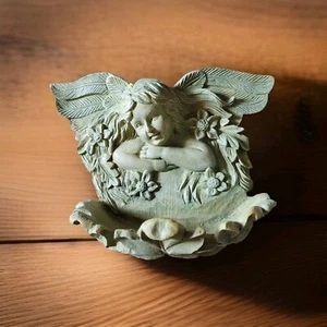 Vintage Resin Angel Wall Mounted Garden Bird Bath/Feeder Trinket Holder - Picture 1 of 6