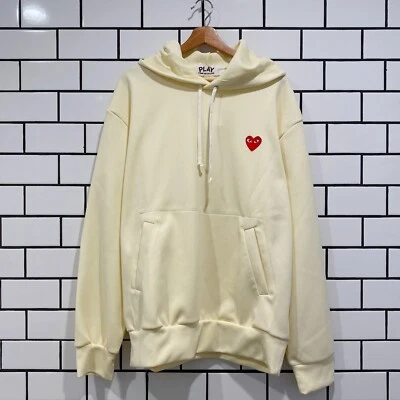 COMME DES GARCONS CDG PLAY PULLOVER HOODIE IVORY STORE DISPLAY MINOR STAINS XXL - Image 1 of 4