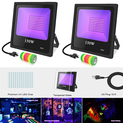 2-Pack 150W LED UV Black Light Halloween Blacklight DJ Music Stage Lighting Club - Image 1 of 4