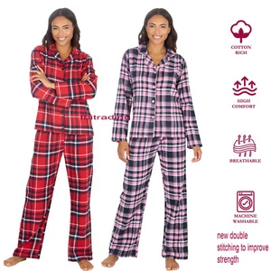 Ladies Pyjamas Cotton Mix Womens brushed Nightwear PJs Set - Picture 1 of 21