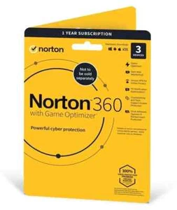 Norton 360 with Game Optimizer Anti Virus 1 Year 3 Devices Physical Copy in Hand - Picture 1 of 1