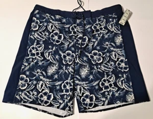 Men's George Swim Trunks X-Large 9" Inseam At the Knee Blue White Floral - Picture 1 of 2