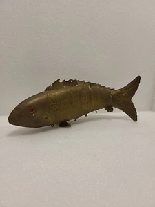 Vintage Large METAL ARTICULATED FISH Statue 10" long Movable RARE SIZE. - Picture 1 of 15