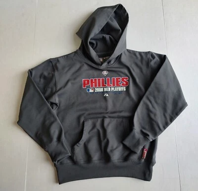 费城费城人队连帽衫青少年 L 灰色 08 美国职棒大联盟季后赛运动衫 Therma Base — 第 1/4 张图片