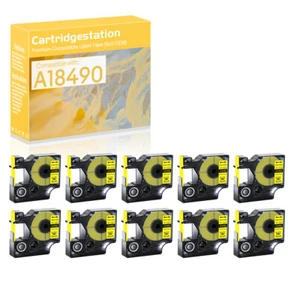 10PK Compatible for Dymo Rhino 3000 A18490 Flexible Nylon Yellow Label Tape 1/2" - Picture 1 of 11