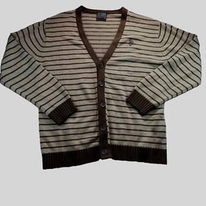 Vtg Y2K Southpole Collection Cardigan Sweater Men's Large brown stripe grandpa - Picture 1 of 9