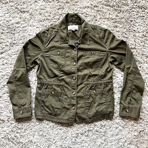 Caslon Lightweight Jacket Army Green Cinch Waist Utility Chore Coat Size M - Picture 1 of 7