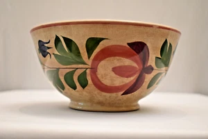 Antique Handpainted Spongeware Bowl Floral Pattern Vibrant Colors Circa 1900 "02 - Picture 1 of 11