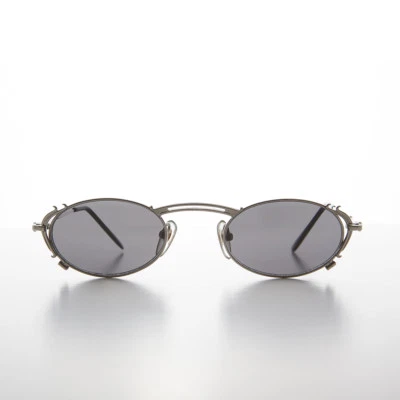 Silver Tiny Frame Spectacles Vintage Sunglasses Gray Lens - Lowell - Image 1 of 3