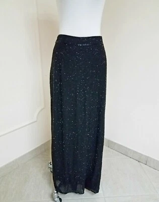 Falda MAXI SAKS FIVE AVENUE Negra Larga Negra Cuentas Completas Talla M-L Foto 1 de 4