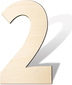 14 Inch Blank Wood Number 2 Unfinished Wooden Number Sign Large Number 2 for Bir - Picture 1 of 6