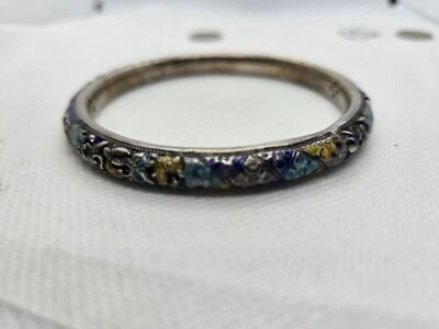 Pulsera antigua china de esmalte de ley Foto 1 de 4