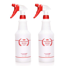 2 Pack All-Purpose Heavy Duty Plastic Spray Bottle with Adjustable Nozzle, 32 Oz