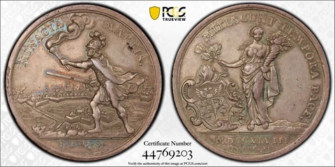 1748 Netherlands Silver Medal PCGS SP58 Aix-la-Chapelle Peace Treaty Loon-269 Cover