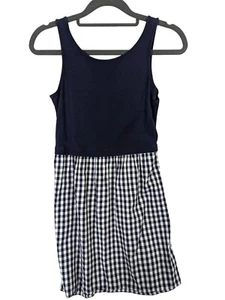Old Navy Dress Girls size L 10 12 Blue Nautical Pullover Gingham Check Sailor - Picture 1 of 8
