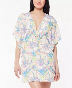 Jessica Simpson Womens Swim Cover-Up Blue Size Large L Tie-Dyed Caftan $78 110