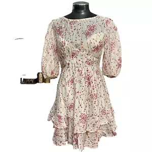 Vestido Saints+Secrets Boho Mini Línea A Para Mujer Grande Crema Floral Mangas Cortas Nuevo con Etiquetas - Imagen 1 de 19