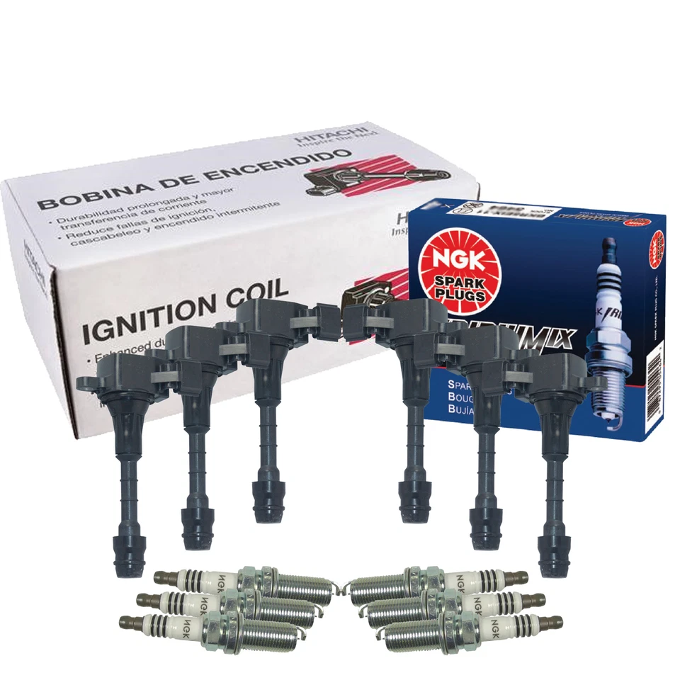 Hitachi 6 Ignition Coils NGK 6 Iridium IX Spark Plugs Kit For Infiniti Nissan V6 - Image 1 of 1