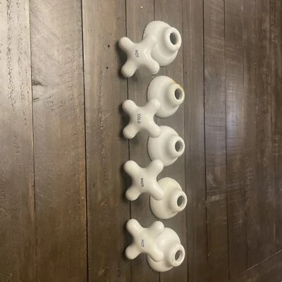 9 Peice Lot Faucet Handles Vintage Plumbing Hot & Cold & Waste Porcelain - Image 1 of 4