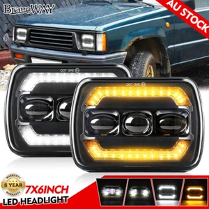 Pair 7x6" 5x7" Square LED Headlights Hi/Low Beam for Mitsubishi Triton 1986-2000 - Picture 1 of 9
