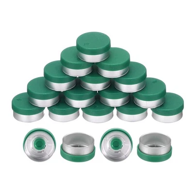 13mm Flip Off Caps 100PCS Burr-Free Flip Off Top Caps, Green/Silver Foto 1 de 4