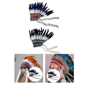 Indian Head Dress Headband Chief Indian Hat Halloween Carnival Festival Dance - Picture 1 of 15