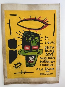 Jean-Michel Basquiat COA Art Painting Original Drawing Vintage Paper Signed - Picture 1 of 3