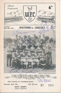 SIGNIERTES PROGRAMM - Watford v Carlisle United 1958/1959 - MEHRERE AUTOGRAMME - Bild 1 von 1