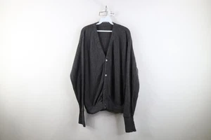 Vintage 70s Streetwear Mens XL Blank Knit Kurt Cobain Cardigan Sweater Gray - Picture 1 of 11