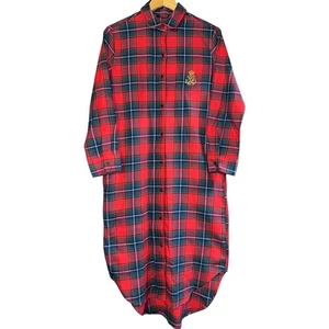 Lauren Ralph Lauren Nachthemd bestickt Emblem Flanell kariert klein Weihnachten - Bild 1 von 7