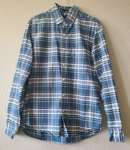 J. Crew Men's Oxford 100% Cotton Slim Fit Button Shirt Blue Plaid Medium Preppy - Picture 1 of 11