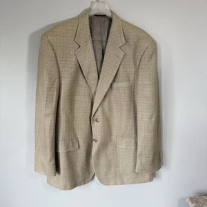 CHAPS RALPH LAUREN 44R Beige Tan 100% Silk Blazer Sport Coat Suit Jacket READ - Picture 1 of 8