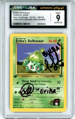 CGC MINT 9 Auto 10 Tara Sands Erika's Bulbasaur 39/132 Gym Challenge 1st Edition - Image 1 of 2