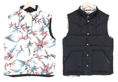 SCOTCH & SODA Men's L Reversible Leaf Print Puffer Vest Snap Closure Short * - Изображение 1 из 4