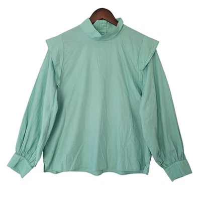 Top Everlane The Wing Hombro Cuello falso Volantes Mujer Talla 14 Algodón Jade Nuevo con Etiquetas Foto 1 de 4