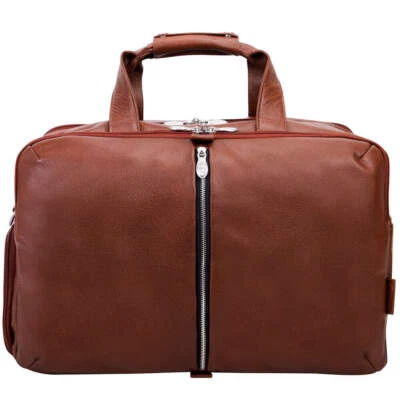 Bolsa de viaje McKlein 22" de cuero con triple compartimento para computadora portátil Foto 1 de 4