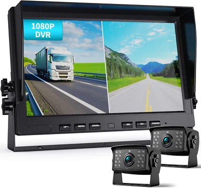 Ⅱ HD Wired Backup Camera System Kit,10 Inch Dual Split Screen Monitor with Recor - Image 1 of 4