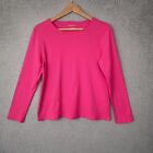 Talbots Top Womens Large Pink Long Sleeve Round Neck Basic Cotton Tee Casual