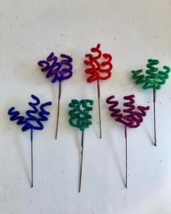 Halloween Floral Swirl Pick Stem Glitter Wreath/arrangement/Tree Decor Craft - Picture 1 of 18