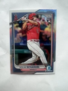Tarjeta de novato 2024 Bowman Chrome - Refractor #47 Nolan Schanuel/499 RC Angels - Imagen 1 de 2