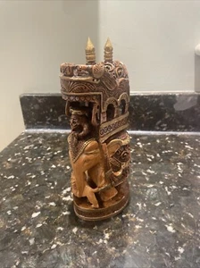 Hand carved India ceremonial elephant 9 1/2" tall - Picture 1 of 7