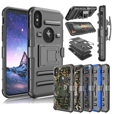 For iPhone 11 /XR/Xs Max  Heavy Duty Hard Cover Shockproof Belt Clip w/Kickstand - Image 1 of 4